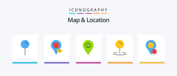 Map Location Flat Icon Pack Including Map Pointer Minimize Map - Stok Vektor
