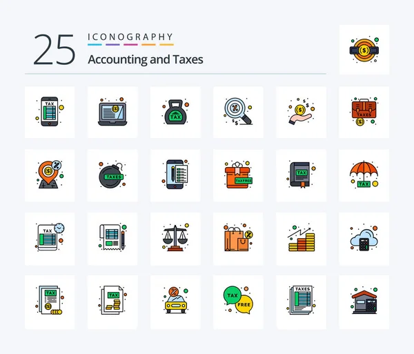 Taxes Line Filled Icon Pack Including Money Hand Finance Money — Stok Vektör