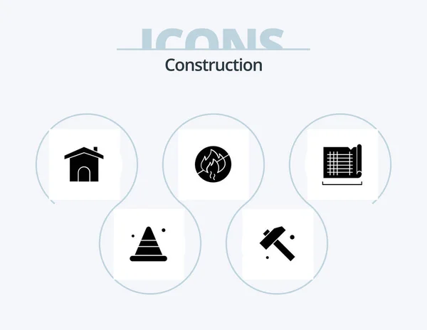 Construction Glyph Icon Pack Icon Design House Construction Construction Construction — Stok Vektör