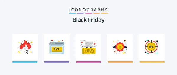 Black Friday Flat Icon Pack Including Sale Commerce Sale Black — Stock Vector