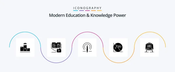 Modern Education Knowledge Power Glyph Icon Pack Including Teacher Education — Stok Vektör