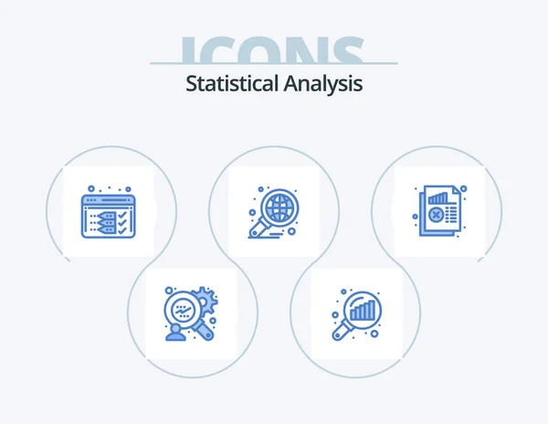 Statistical Analysis Blue Icon Pack Icon Design Chart Document Optimize — Stock Vector