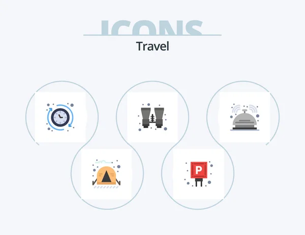 Travel Flat Icon Pack Icon Design Butler Travel Search Binocular — Stok Vektör
