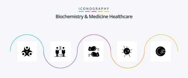 Biochemistry Medicine Healthcare Glyph Icon Pack Including Medical Virus Health — стоковый вектор