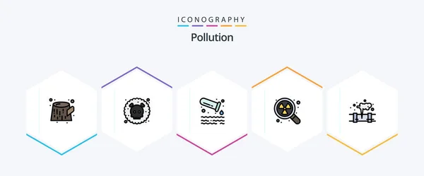 Pollution Filledline Icon Pack Including Pollution Gas Pollution Search Radioactive — Vector de stock