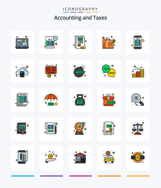 Creative Taxes Line Filled Icon Pack Accounting Online Banking Report — ストックベクタ