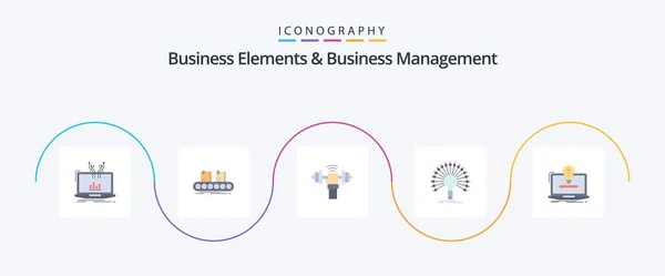 Business Elements Business Managment Flat Icon Pack Including Informational Data — стоковый вектор