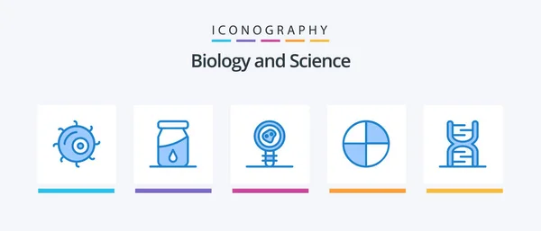 Biology Blue Icon Pack Including Genetic Code Lab Report Chain — Vettoriale Stock