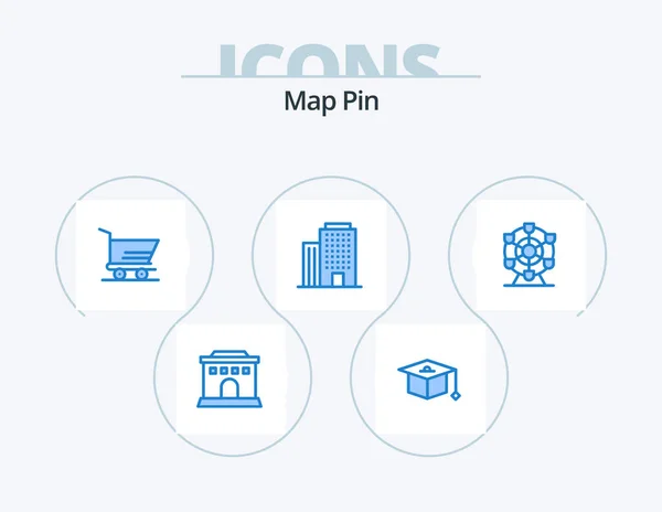 Map Pin Blue Icon Pack Icon Design Trolley Wheel Ferris — Wektor stockowy
