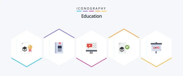Education Flat Icon Pack Including Knowledge Education Learning Video Multimedia — Stock vektor