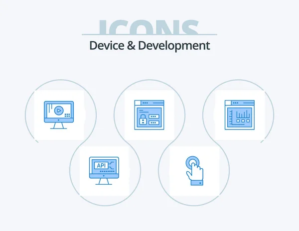 Device Development Blue Icon Pack Icon Design Internet Code Computer — Stok Vektör