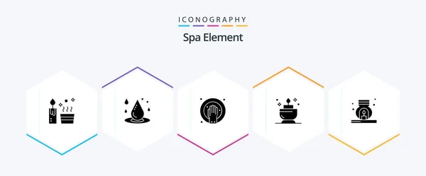 Spa Element Glyph Icon Pack Including Relax Ent Water Spa — 图库矢量图片