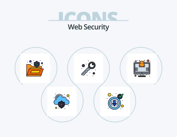 Web Security Line Filled Icon Pack Icon Design Virus Bomb — Vettoriale Stock