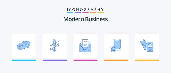 Modern Business Blue Icon Pack Including Time Business Interview Deadline — Stockový vektor