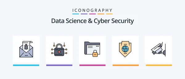 Data Science Cyber Security Line Filled Icon Pack Including Threat — Vettoriale Stock