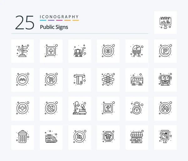 Public Signs Line Icon Pack Including Vehicle Service Luggage Public — стоковый вектор