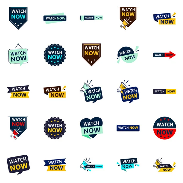 Get Your Customers Watching Our Pack Watch Now Banners — Stockvector