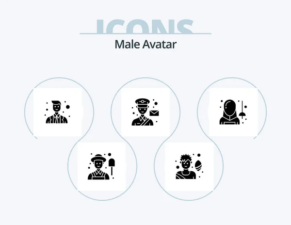 Male Avatar Glyph Icon Pack Icon Design Fencing Fencing Officer — Stok Vektör