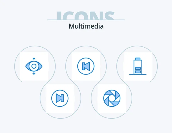 Multimedia Blue Icon Pack Icon Design View Multimedia Battery — Stockový vektor
