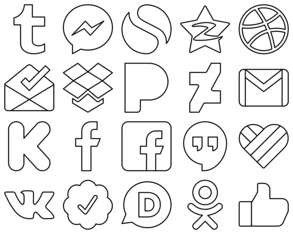 High Resolution Black Outline Social Media Icons Funding Mail Dribbble — Wektor stockowy
