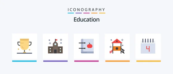 Education Flat Icon Pack Including Kindergarten Childhood Preparatory Learning Education — Archivo Imágenes Vectoriales