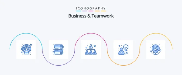 Business Teamwork Blue Icon Pack Including Location Business Employee Idea — Stock vektor