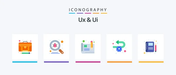 Flat Icon Pack Including Sketch Book Prototype Process Agile Creative — 图库矢量图片