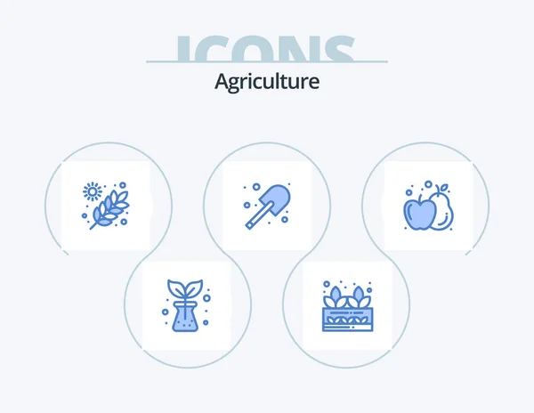 Agriculture Blue Icon Pack Icon Design Apple Agriculture Farming Spade — Stok Vektör