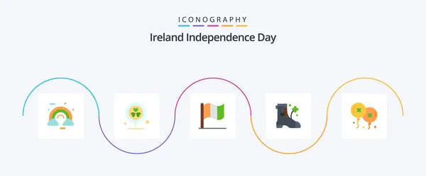 Ireland Independence Day Flat Icon Pack Including Birthday Party Balloons — Vector de stock