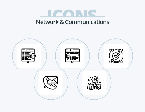 Network Communications Line Icon Pack Icon Design Page Edit Hand — Vetor de Stock