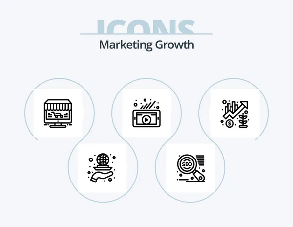 Marketing Growth Line Icon Pack Icon Design Protect Marketing Report — Stockvector