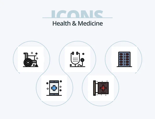 Health Medicine Line Filled Icon Pack Icon Design Fitness Disease — Stockvektor
