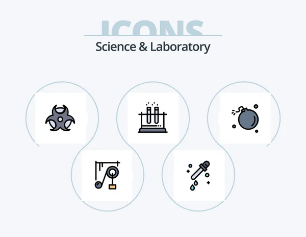 Science Line Filled Icon Pack Icon Design Science Chemist Gravity — Stock vektor