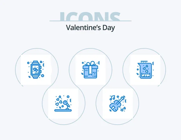 Valentines Day Blue Icon Pack Icon Design Chemical Marriage Clock — Stock Vector