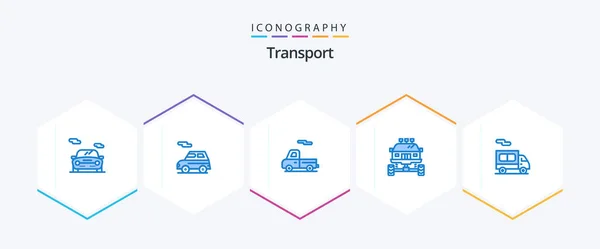 Transport Blue Icon Pack Including Bike Truck Delivery — Stockvector