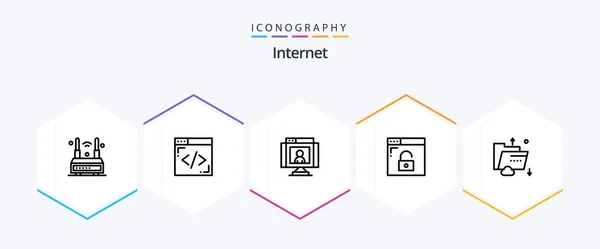 Internet Line Icon Pack Including Cloud Privacy Call Internet Webcam — стоковый вектор