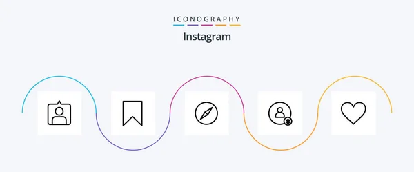 Instagram Line Icon Pack Including Instagram Contact Instagram Twitter Hash — Vector de stoc