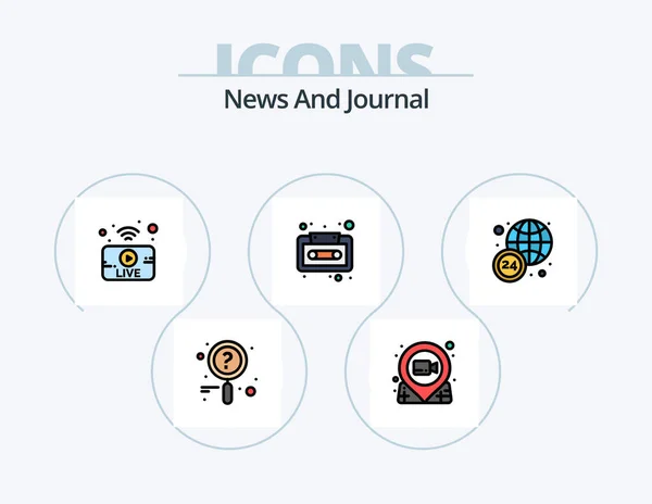 News Line Filled Icon Pack Icon Design News Info News — Stockvector