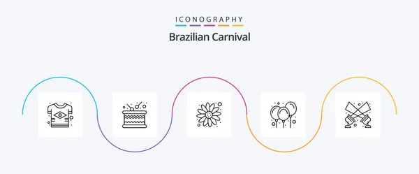 Brazilian Carnival Line Icon Pack Including Floodlight Decoration Sound Carnival — Stockvector