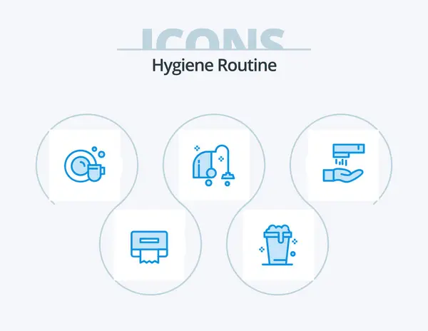 Hygiene Routine Blue Icon Pack Icon Design Wash Cup Hand — Vetor de Stock