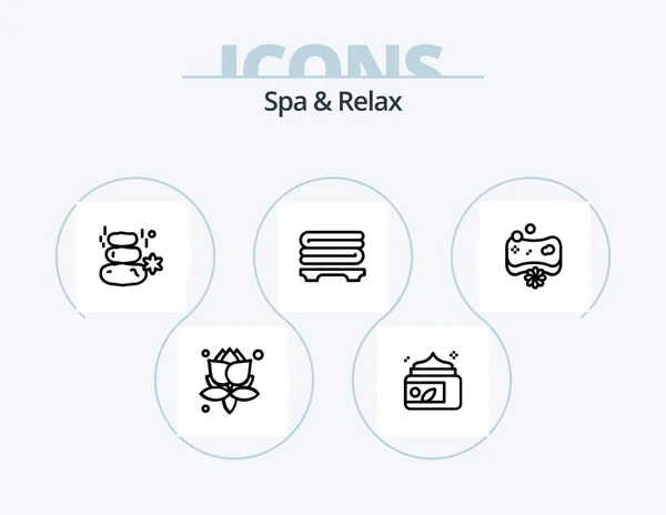 Spa Relax Line Icon Pack Icon Design Green Bamboo Salt — Stockvector