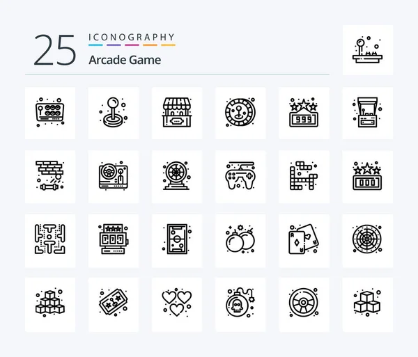 Arcade Line Icon Pack Including Game High Score Ticket Office — 图库矢量图片