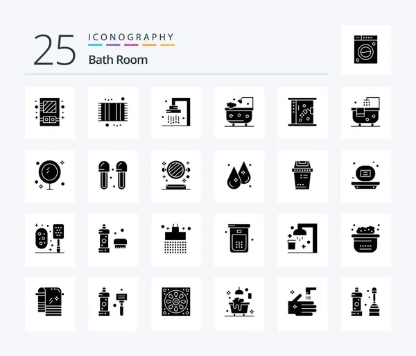 Bath Room Solid Glyph Icon Pack Including Shower Cleaning Shower — Stockový vektor