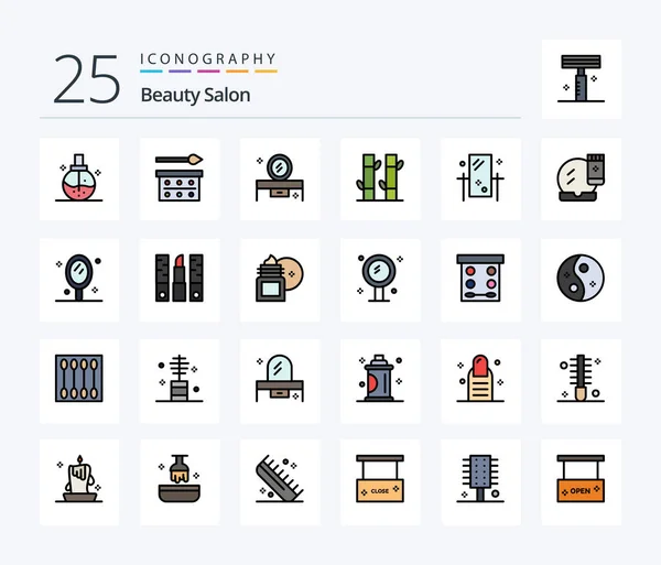 Beauty Salon Line Filled Icon Pack Including Spa Bamboo Eye — Wektor stockowy