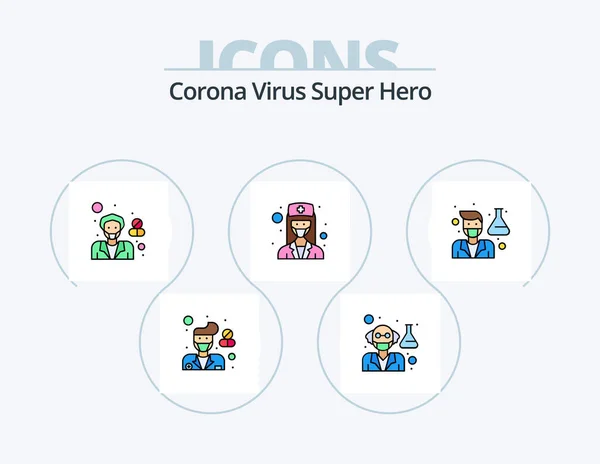 Corona Virus Super Hero Line Filled Icon Pack Icon Design — Wektor stockowy