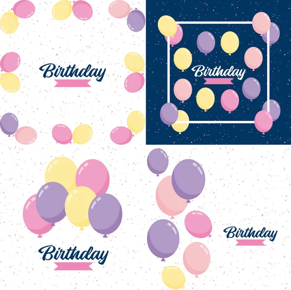 Happy Birthday Design Realistic Cake Illustration Confetti — Image vectorielle