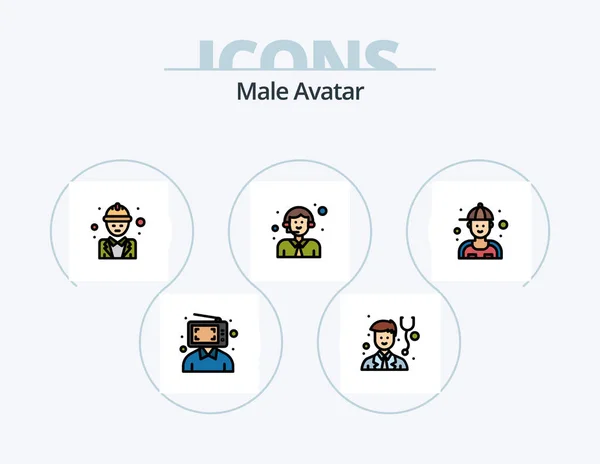 Male Avatar Line Filled Icon Pack Icon Design Office Business — Stok Vektör