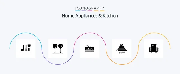 Home Appliances Kitchen Glyph Icon Pack Including Kitchen Machine Drink — 图库矢量图片