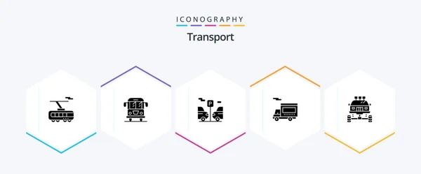 Transport Glyph Icon Pack Including Car Auto Car Vehicle Truck — Stockový vektor