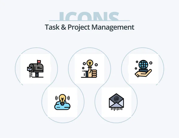 Task Project Management Line Filled Icon Pack Icon Design Smart — Stock Vector
